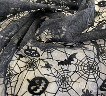 Купить Ф-2633-3-1 Сетка флок принт ХЭЛЛОУИН